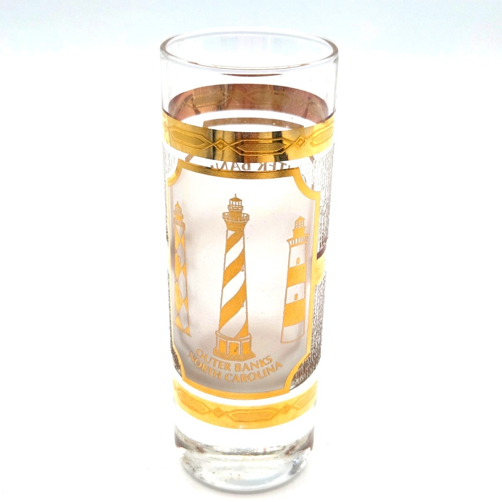 TALL Culver Clear Shot Glass Outter Banks Wright Brothers National Memorial 22K - Picture 3 of 6